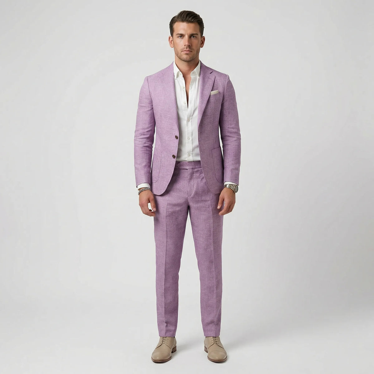 Two-Piece Men's Suit, Jacket and Trousers, Business Formal, Black, Gray, Beige, Burgundy, Wedding, Work, S-5XL | Sansoti