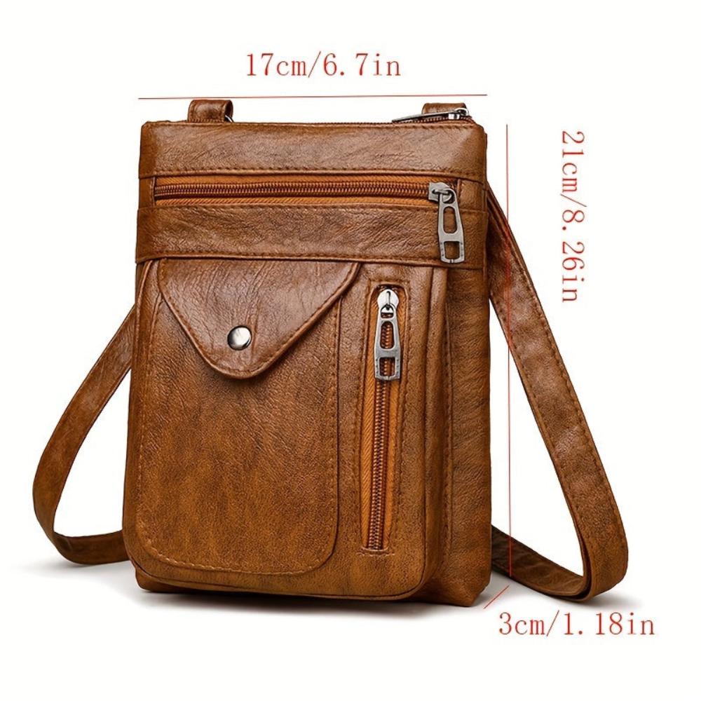 Vintage Schoudertas Retro Crossbody Kunstleer Dames Compacte Handtas Verstelbare Riem Casual Stijl Dagelijks | Sansoti