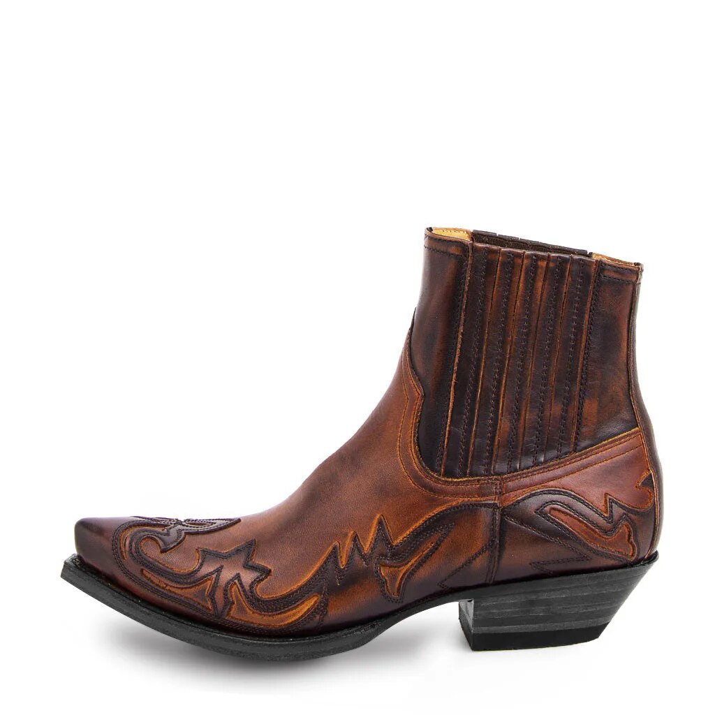 Lederen Cowboylaarzen Dakota Zwart Bruin Maat 35-46 Geborstelde Western-Stijl met Borduursel Dames Heren | Sansoti