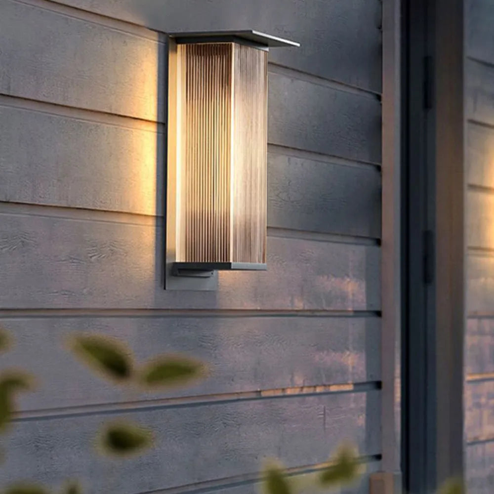 Rectangular Outdoor Wall Lamp Metal LED IP68 Waterproof Modern Design Garden Terrace Veranda Facade Black | Sansoti