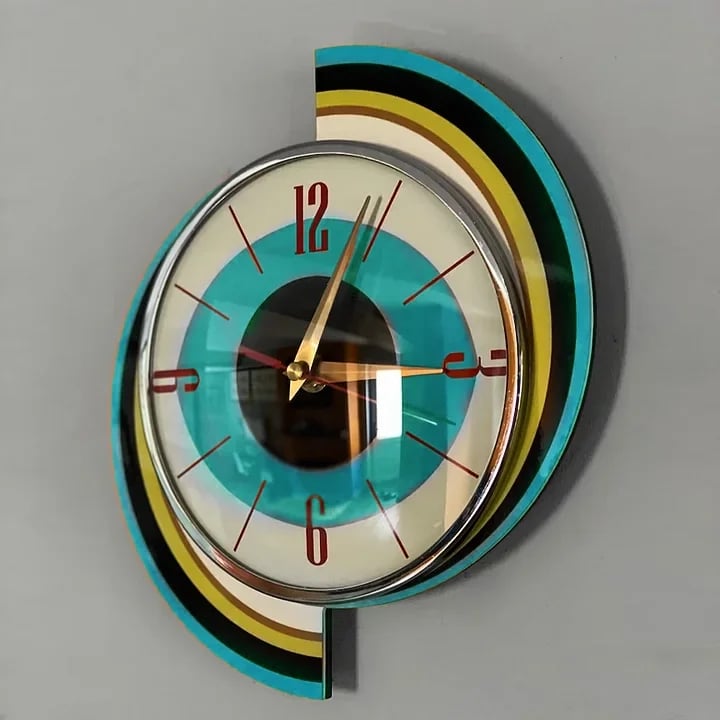 Handmade Wall Clock 40x40 cm Retro Living Room Silent Movement Radiating Design Decorative Battery-Powered Modern | Sansoti