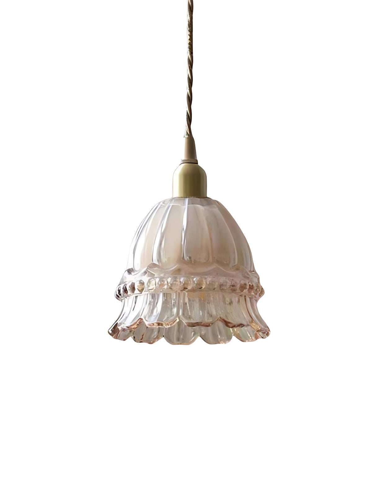 Franse Landelijke Hanglamp Glazen Kap Kwallen Design Transparant of Amber met Walnoot Greep Sfeerverlichting Eetkamer Elegante Plafondlamp | Sansoti