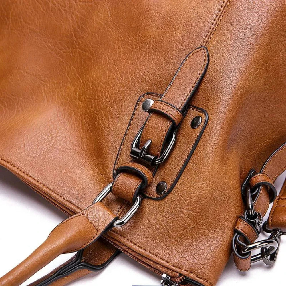 Elegante Leren Schoudertas met Verstelbare Riem en Magnetische Sluiting voor Dagelijks Gebruik en Werk | Sansoti