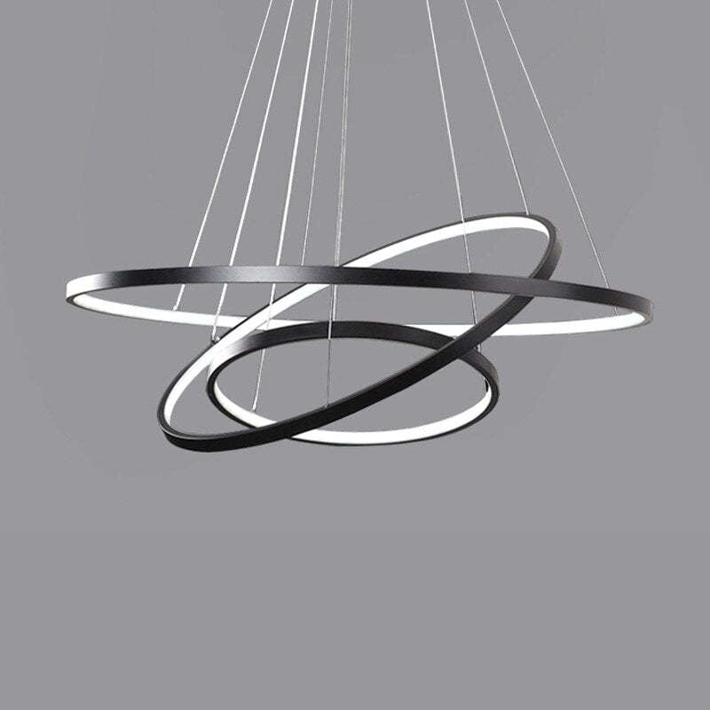 LED Pendant Light Metal Three Rings Adjustable Gold White Black Living Room Dining Room Bedroom Modern Design | Sansoti