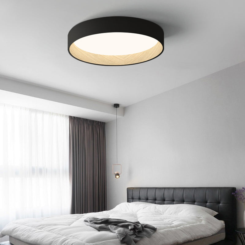 Modern Round LED Ceiling Light Metal Acrylic White Grey Black Dimmable Scandinavian Bedroom Interior | Sansoti