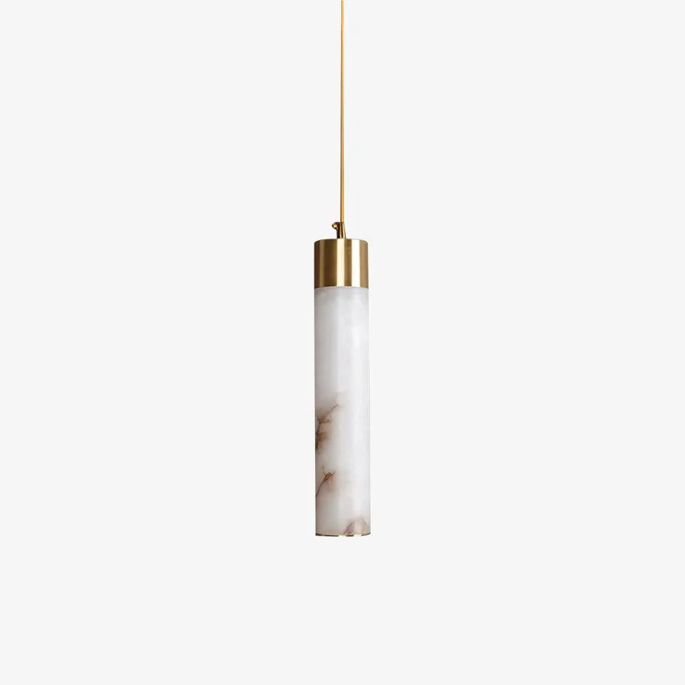 Hanglamp Natuursteen Messing Tube LED 12W Dimbaar Modern Design Woonkamer Keuken Eetkamer Eettafel Sfeerverlichting | Sansoti