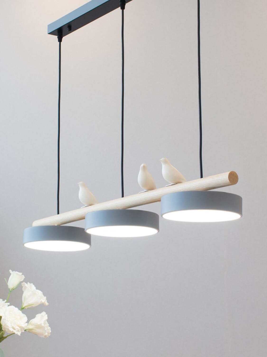 Hanglamp Hout Design Vogelvorm Drie Kappen Scandinavisch Keukeneiland | Sansoti