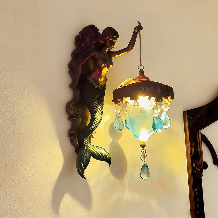 Wandlamp Zeemeermin Kunsthars Glas Kristal 20cm Slaapkamer Gang Woonkamer Sfeerverlichting Decoratieve Wandverlichting Binnen | Sansoti