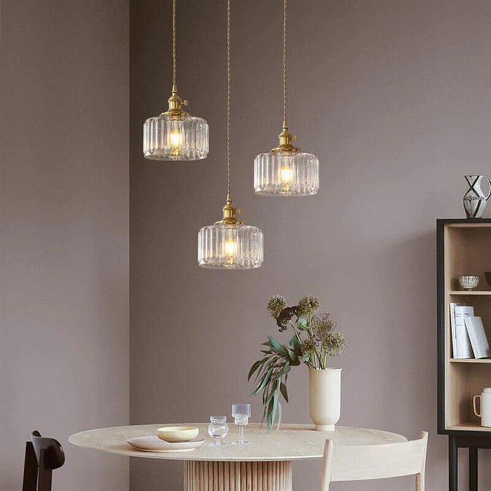 Crystal Glass Pendant Light Cylindrical Shape Adjustable Height Vintage Style Living Room Dining Room Hallway Ambient Lighting | Sansoti