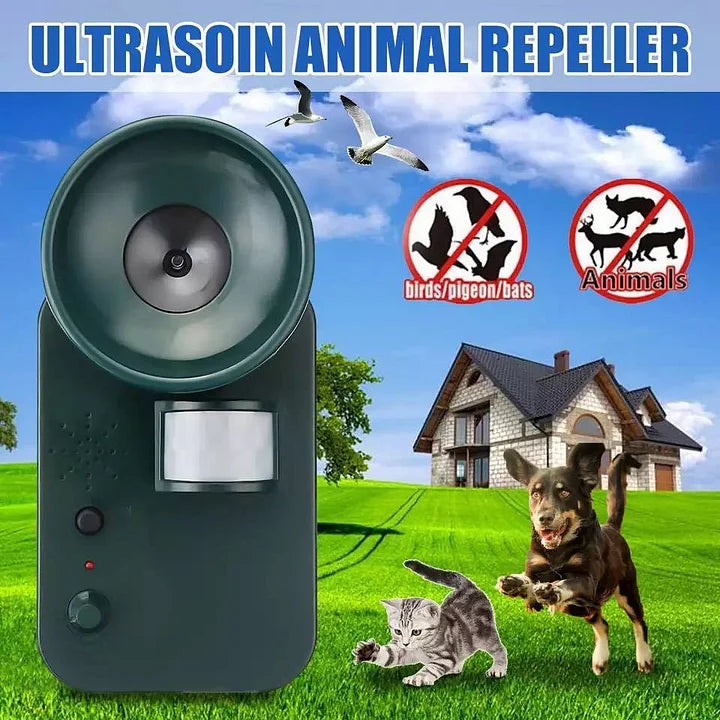 Ultraschall-Tiervertreiber mit Batterie und Bewegungssensor für einen wirksamen Garten- und Grundstücksschutz bei Tag und Nacht | Sansoti