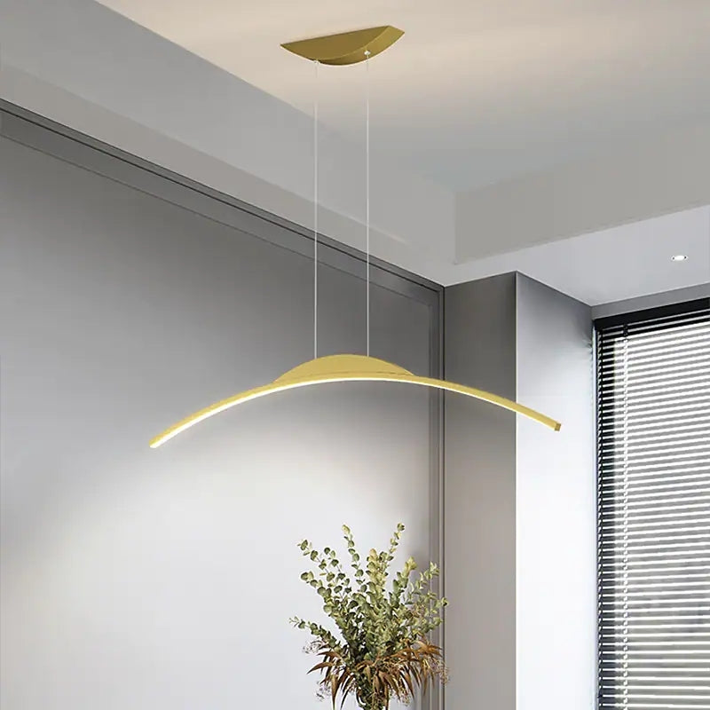 Hanglamp Gebogen Metaal LED Dimbaar Afstandsbediening Lineair Boogvorm Modern Interieur Kantoor 100cm | Sansoti