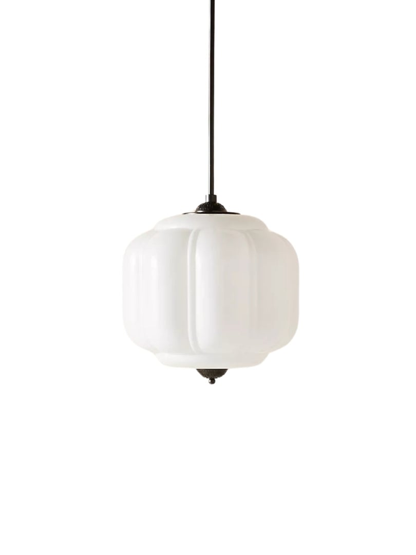 Vintage Melkglazen Hanglamp met Gegolfde Rand – Scandinavische Sfeerverlichting voor Keuken en Slaapkamer | Sansoti