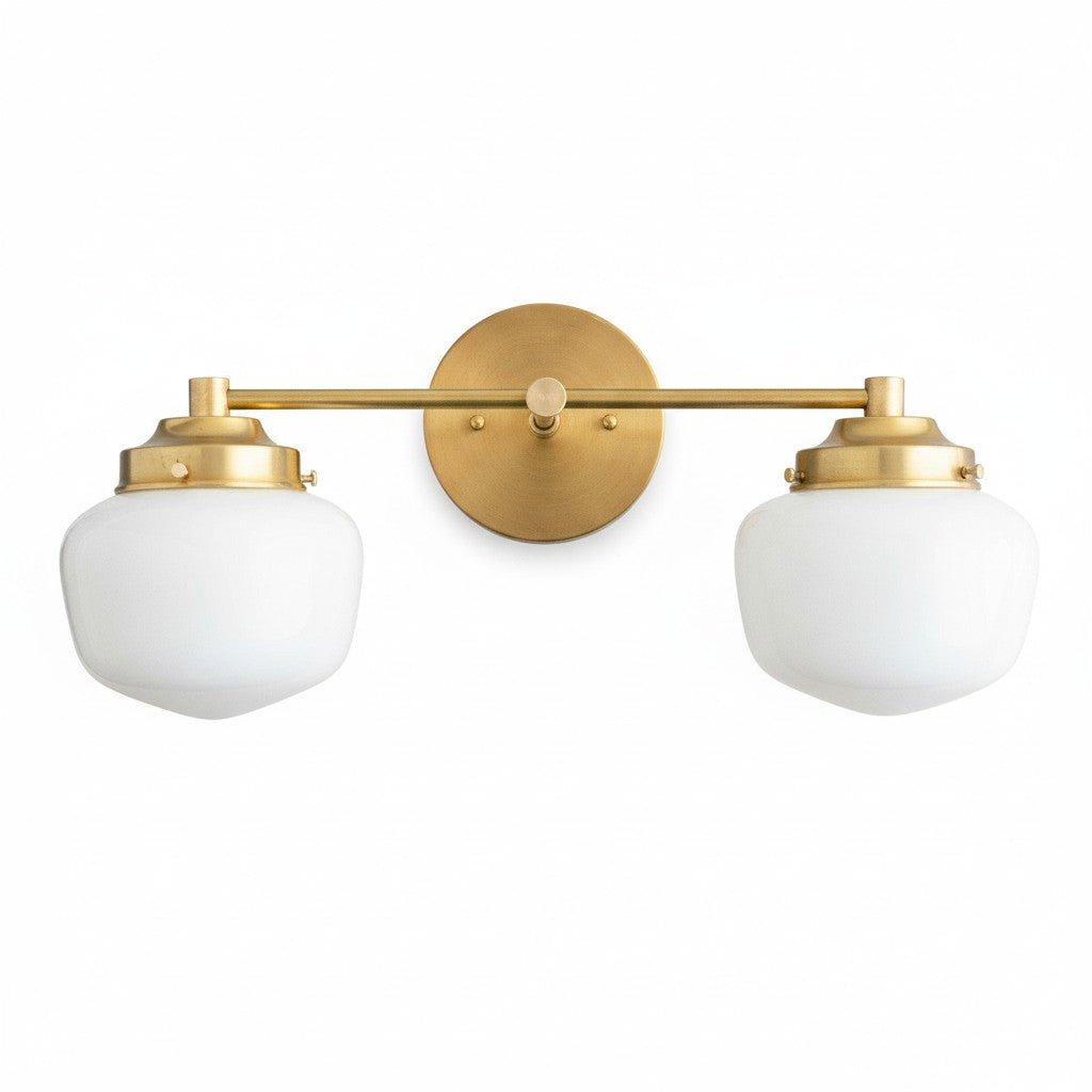 Globe Wandlamp Klassieke Badkamer Schoolhouse Verlichting Mat Opaal Glas voor Spiegel en Wastafel | Sansoti