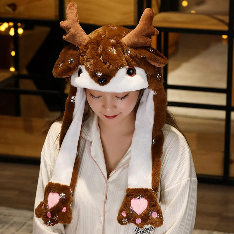 Plush Christmas Hat Reindeer Snowman Santa Festive Winter Accessory Adults Christmas Party Decoration | Sansoti