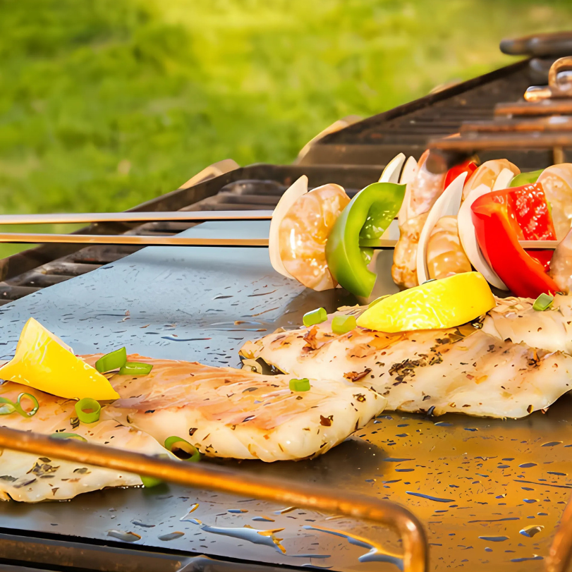 Wiederverwendbare BBQ-Matte, 33 cm, hitzebeständige Antihaft-Grillmatte für Grill, Ofen, Küche und Außenbereich, schwarz | Sansoti