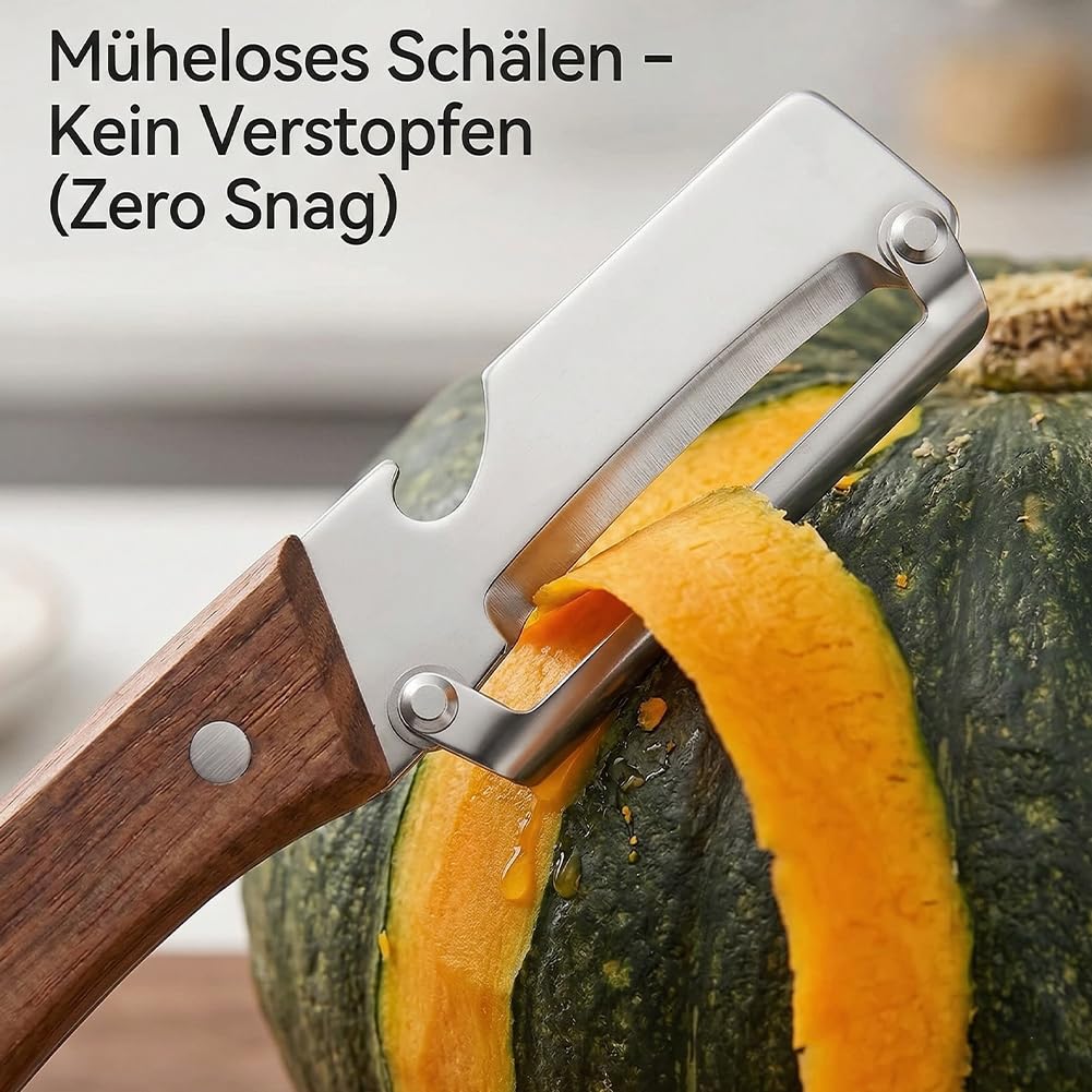 3-in-1 Keukenmessenset 5-delig Multifunctioneel Keukengereedschap met Houten Handvat Schillen Snijden Openen RVS Messen Professioneel | Sansoti