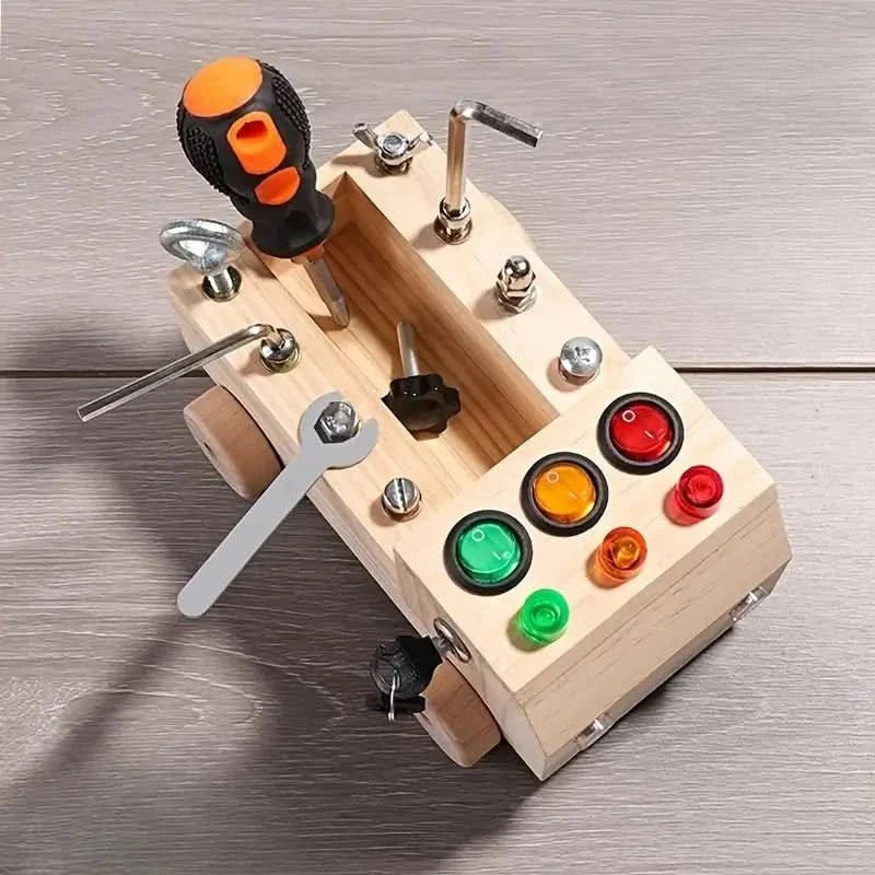 Busy Board Hout Montessori Fijne Motoriek Peuter Educatief Speelgoed LED | Sansoti