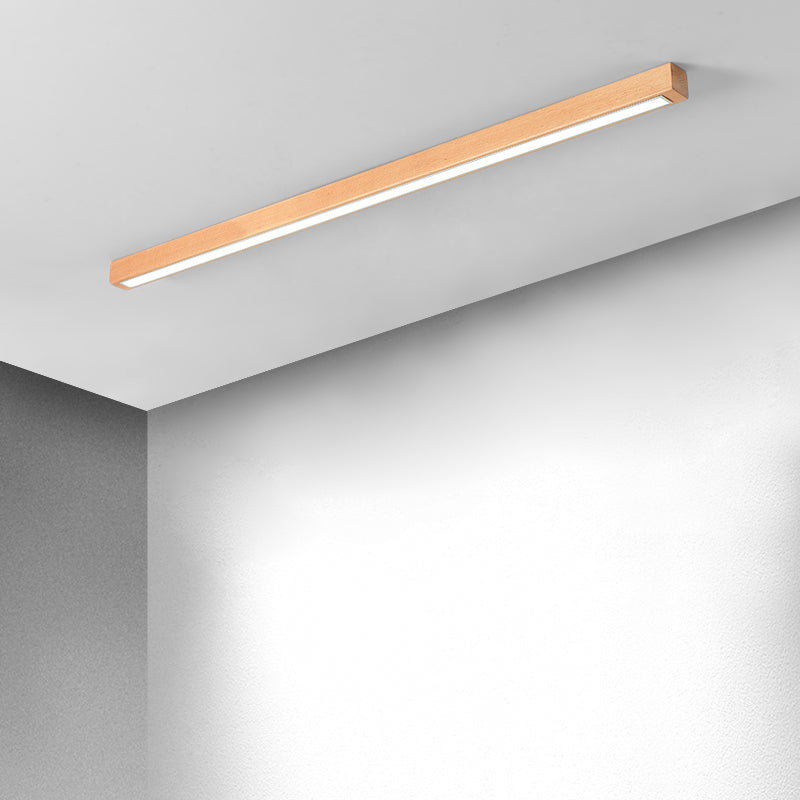 Plafonnier linéaire en bois et acrylique 60 cm 100 cm à LED, trois modes d’éclairage, design moderne scandinave, chambre | Sansoti