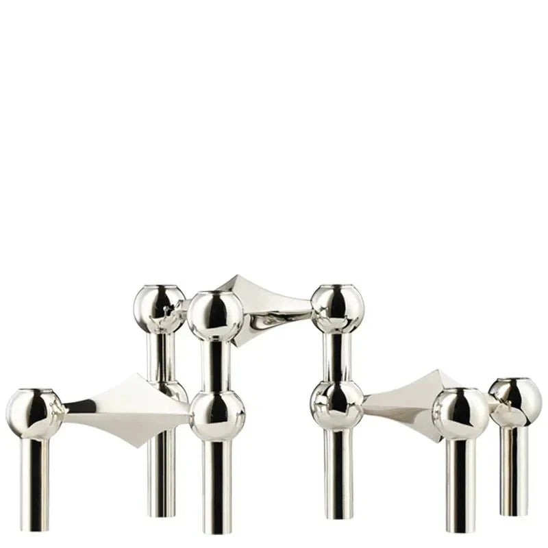 Kerzenhalter-Set, 3-teilig, Molekül-Design, Edelstahl, modernes skulpturales Tischornament, Wohnzimmerdekoration | Sansoti