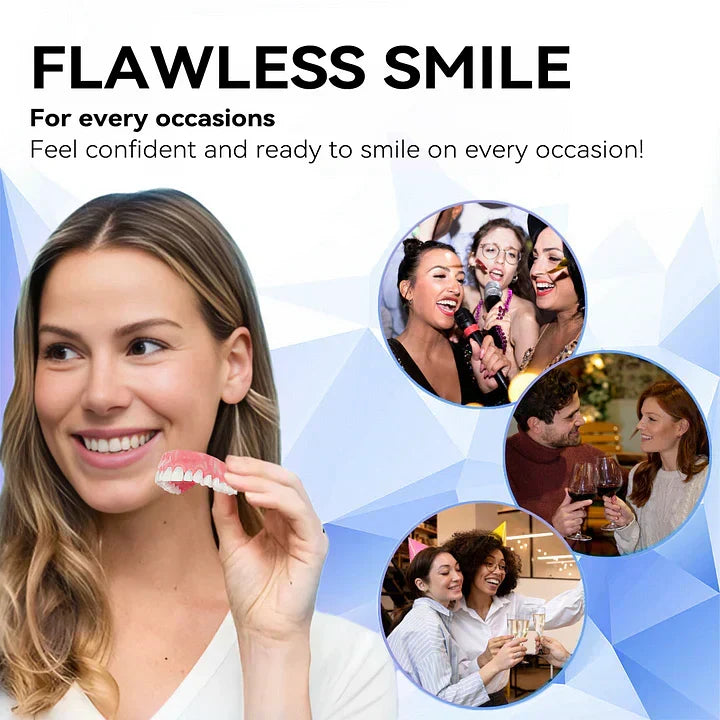 Cosmetic Denture Prosthesis for Adults, Removable Silicone Tooth Filling, Reusable, Natural White | Sansoti
