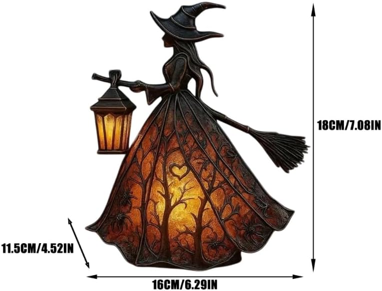 Halloween Decoratieve Lantaarn 30cm Gotisch LED Lamp Zwart Oranje Heksenlamp voor Feest Veranda Tafel Decoratie Mystieke Sfeer | Sansoti