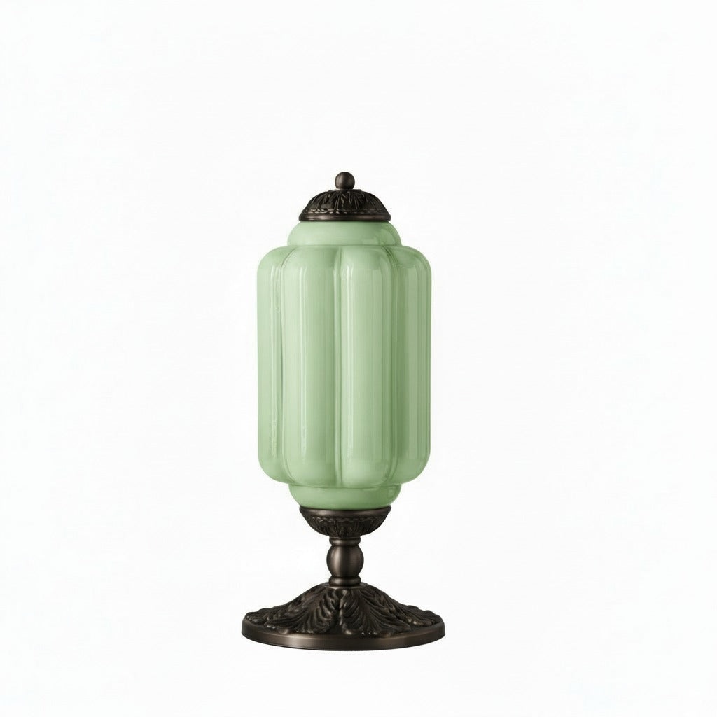Glazen Tafellamp met Scallop Design Vintage Stijl Slaapkamer Woonkamer Accentverlichting Zwart Messing Matglas | Sansoti
