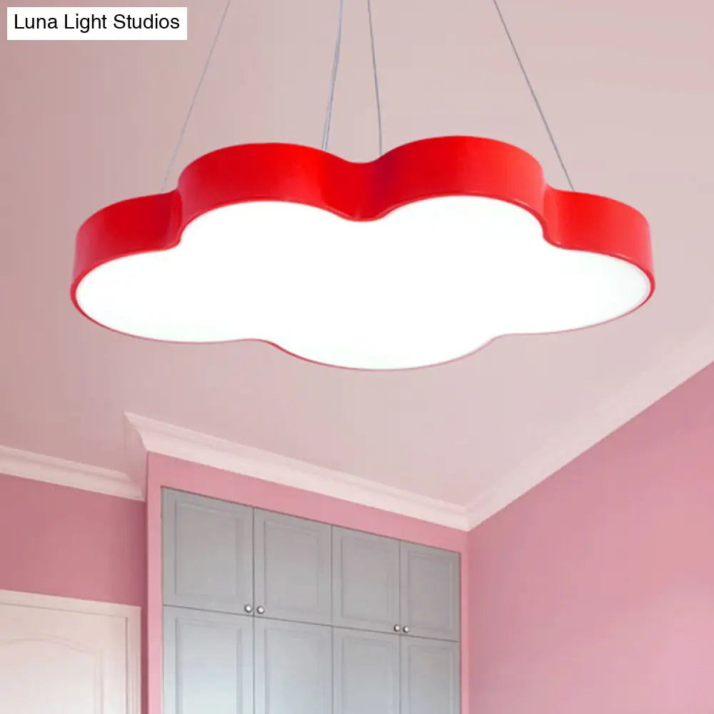 Wolkenvormige LED Hanglamp Kinderkamer Acryl 50cm Dimbaar met Afstandsbediening Kleurrijk Sfeervol Plafondlamp | Sansoti
