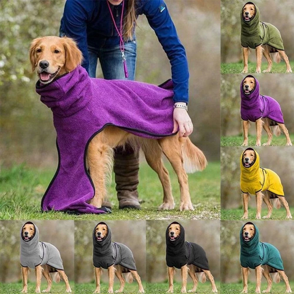 Verstelbare Badjas voor Huisdieren – Sneldrogende Handdoek voor Honden en Katten – Zachte Microvezel Pluche Absorberend – Beugel Halsband Design | Sansoti