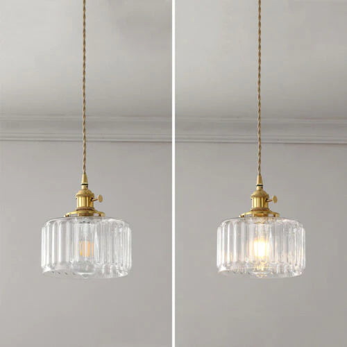 Crystal Glass Pendant Light Cylindrical Shape Adjustable Height Vintage Style Living Room Dining Room Hallway Ambient Lighting | Sansoti
