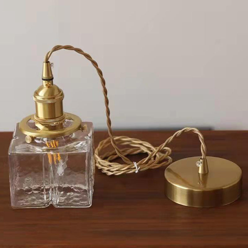 Vintage Hanglamp met Gegolfd Glas & IJzeren Armatuur – Vierkant/Rechthoekig – Scandinavisch Design voor Woonkamer | Sansoti