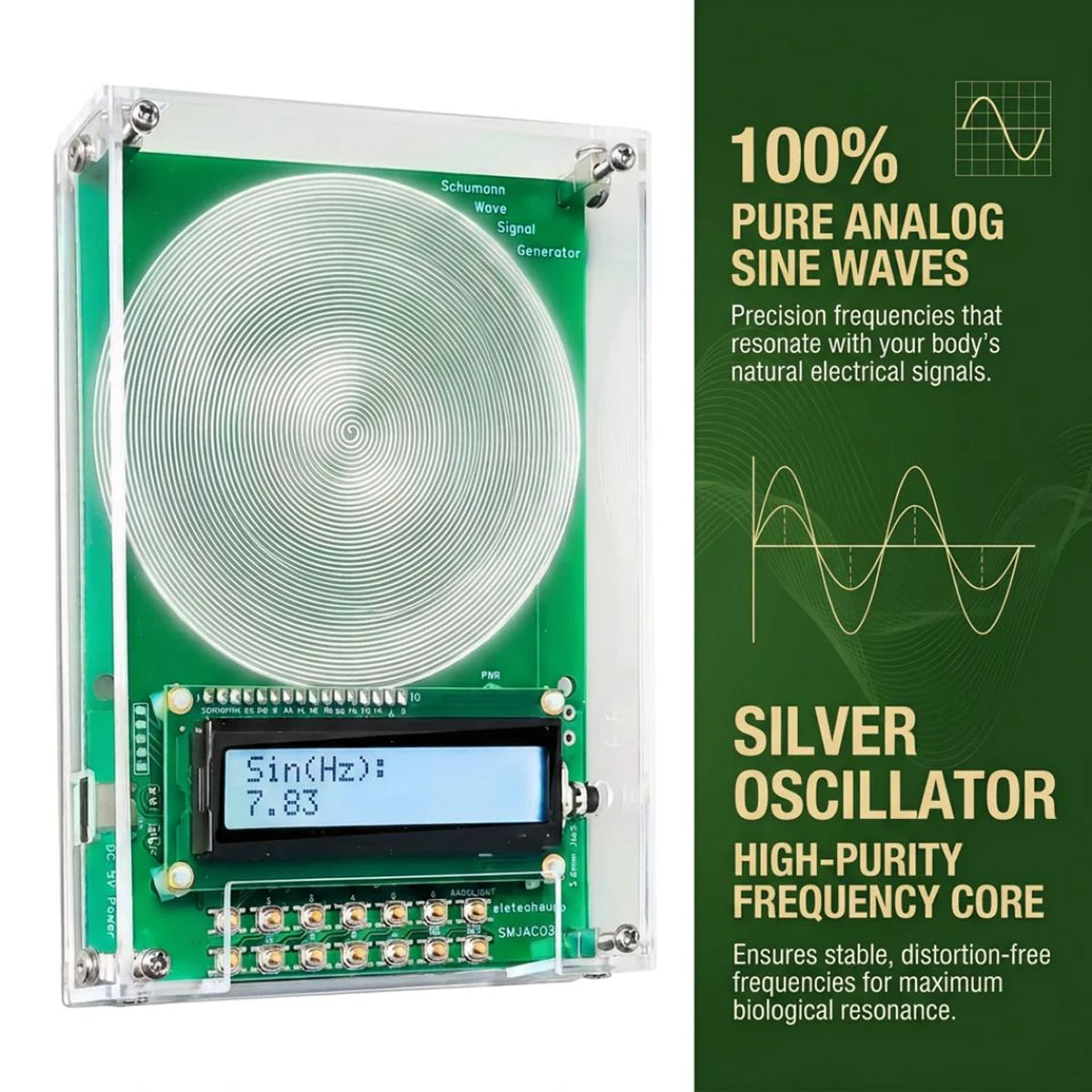 Générateur de signaux basse fréquence 0.01-100000Hz, oscillateur à quartz, écran LCD, générateur d’ondes de Schumann à 7.83Hz avec USB Type-C | Sansoti