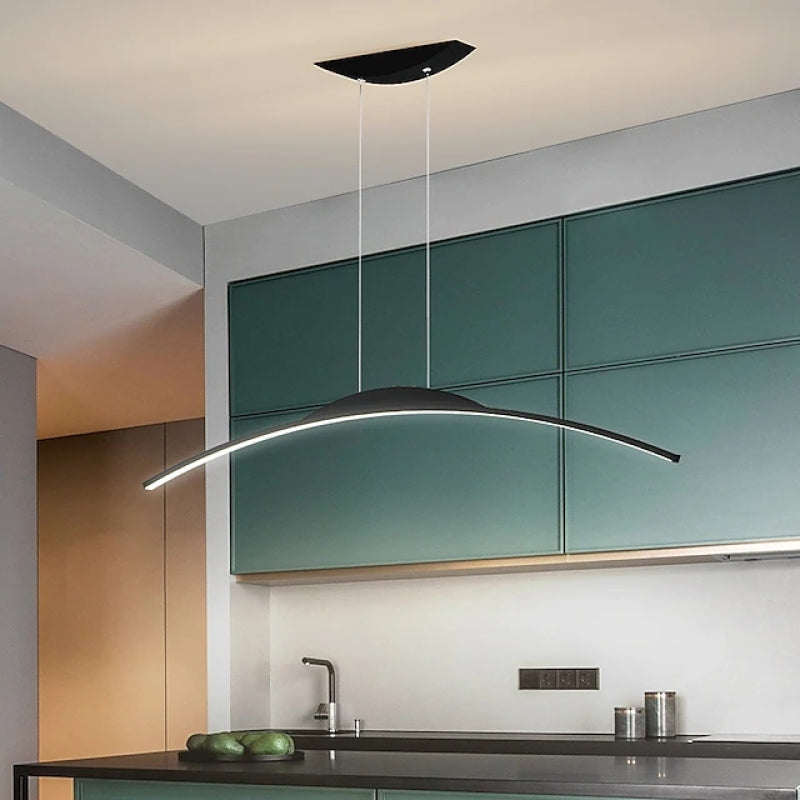 Hanglamp Gebogen Metaal LED Dimbaar Afstandsbediening Lineair Boogvorm Modern Interieur Kantoor 100cm | Sansoti