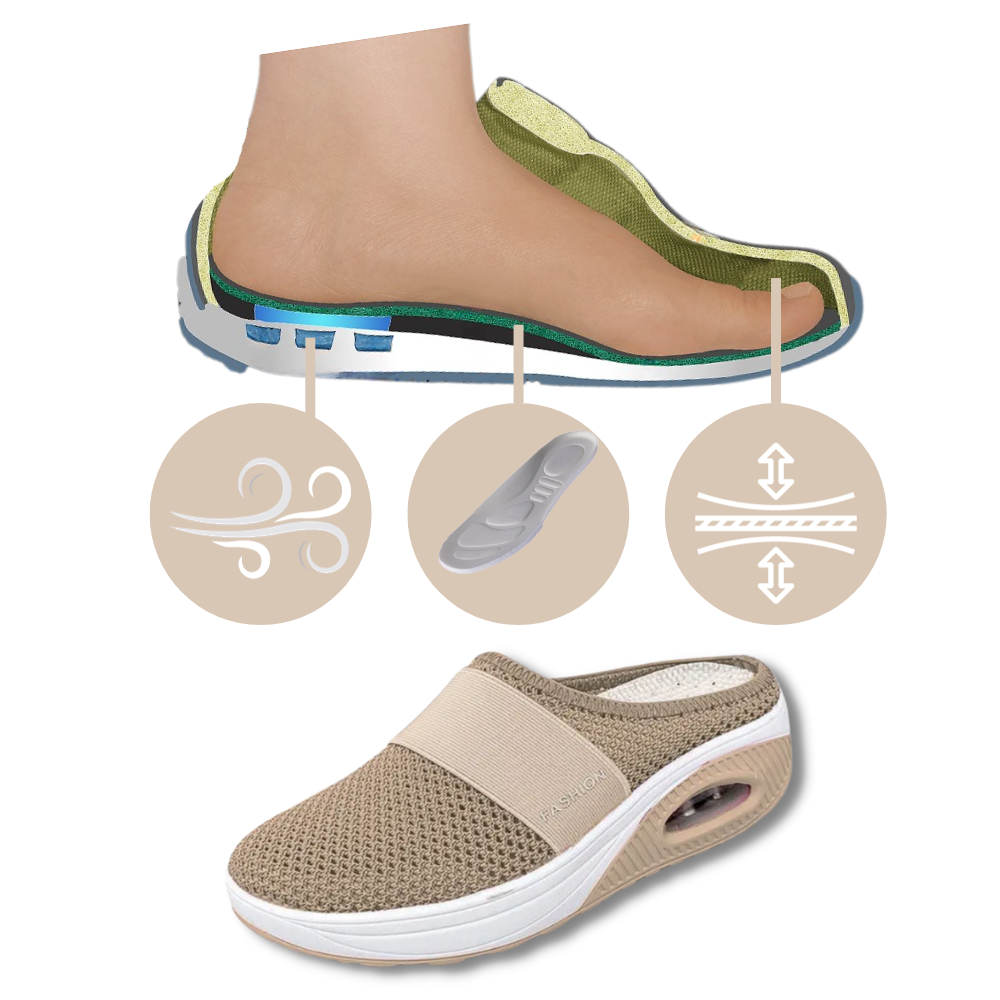 Orthopedische Instappers voor Dames Luchtgeveerd Comfortabel Zacht Slip-On | Sansoti