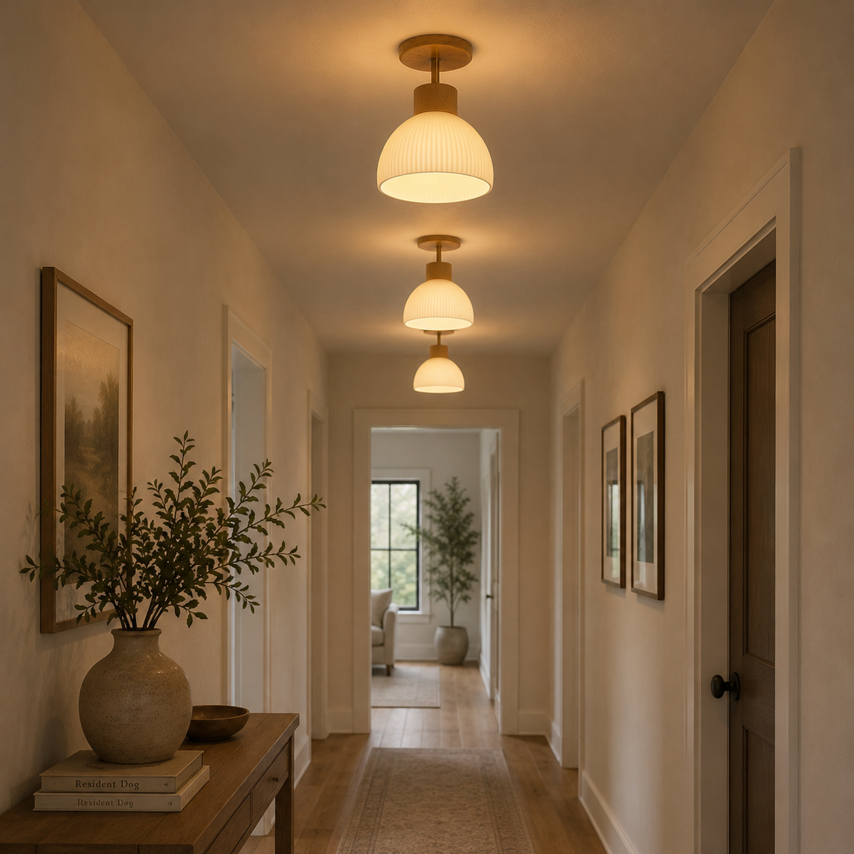 Plafonnier en bois en forme de cloche, Ø18cm, lumière blanc chaud, LED 3000K, design scandinave, salon, salle à manger, chambre | Sansoti