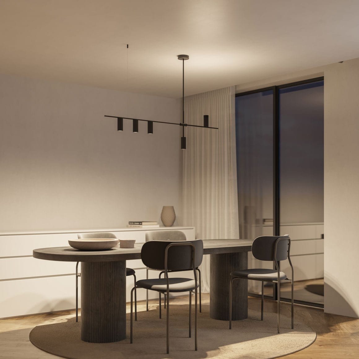 Hängeleuchte Aluminium Schwarz 122cm Asymmetrisches Design Modern | Restfield