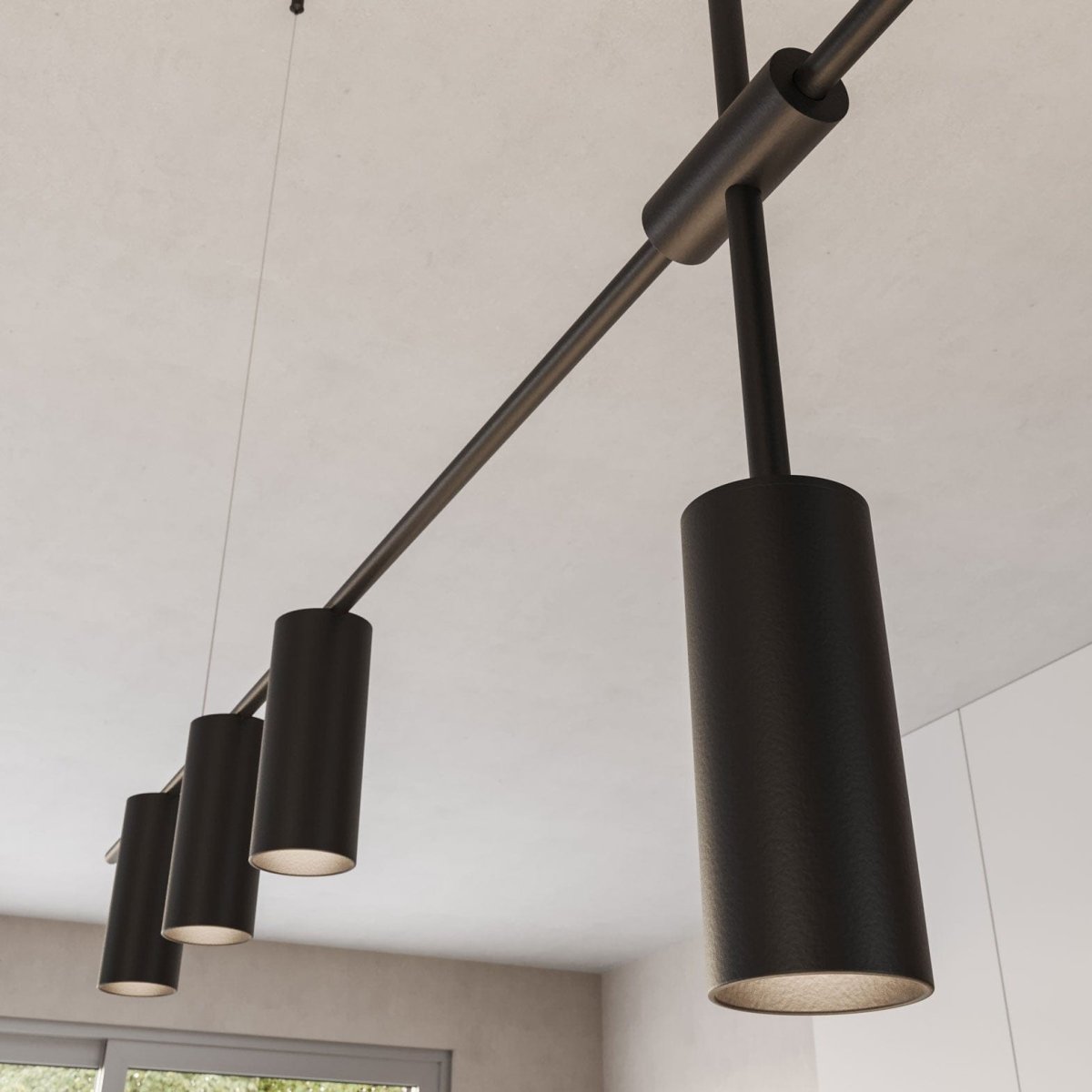 Hängeleuchte Aluminium Schwarz 122cm Asymmetrisches Design Modern | Restfield