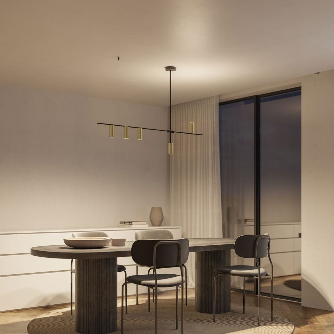 Hängeleuchte Aluminium Schwarz 122cm Asymmetrisches Design Modern | Restfield