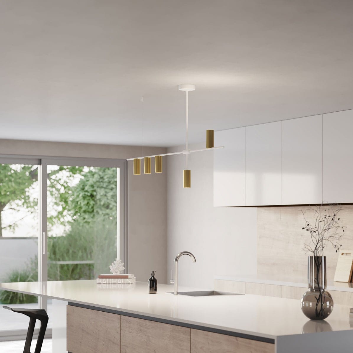 Hängeleuchte Aluminium Schwarz 122cm Asymmetrisches Design Modern | Restfield