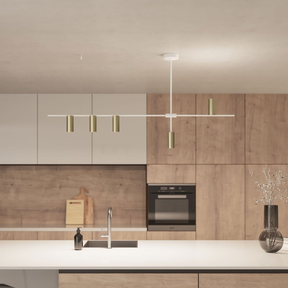 Hängeleuchte Aluminium Schwarz 122cm Asymmetrisches Design Modern | Restfield