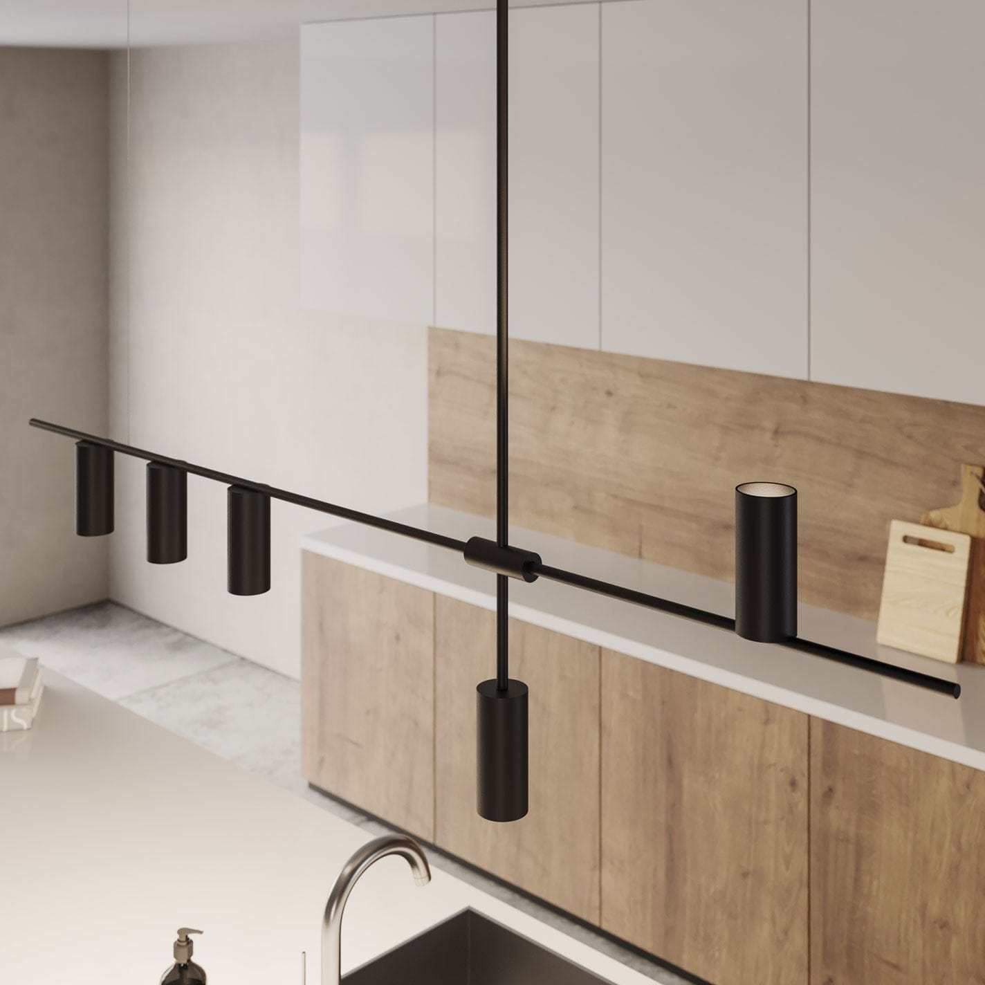 Hängeleuchte Aluminium Schwarz 122cm Asymmetrisches Design Modern | Restfield