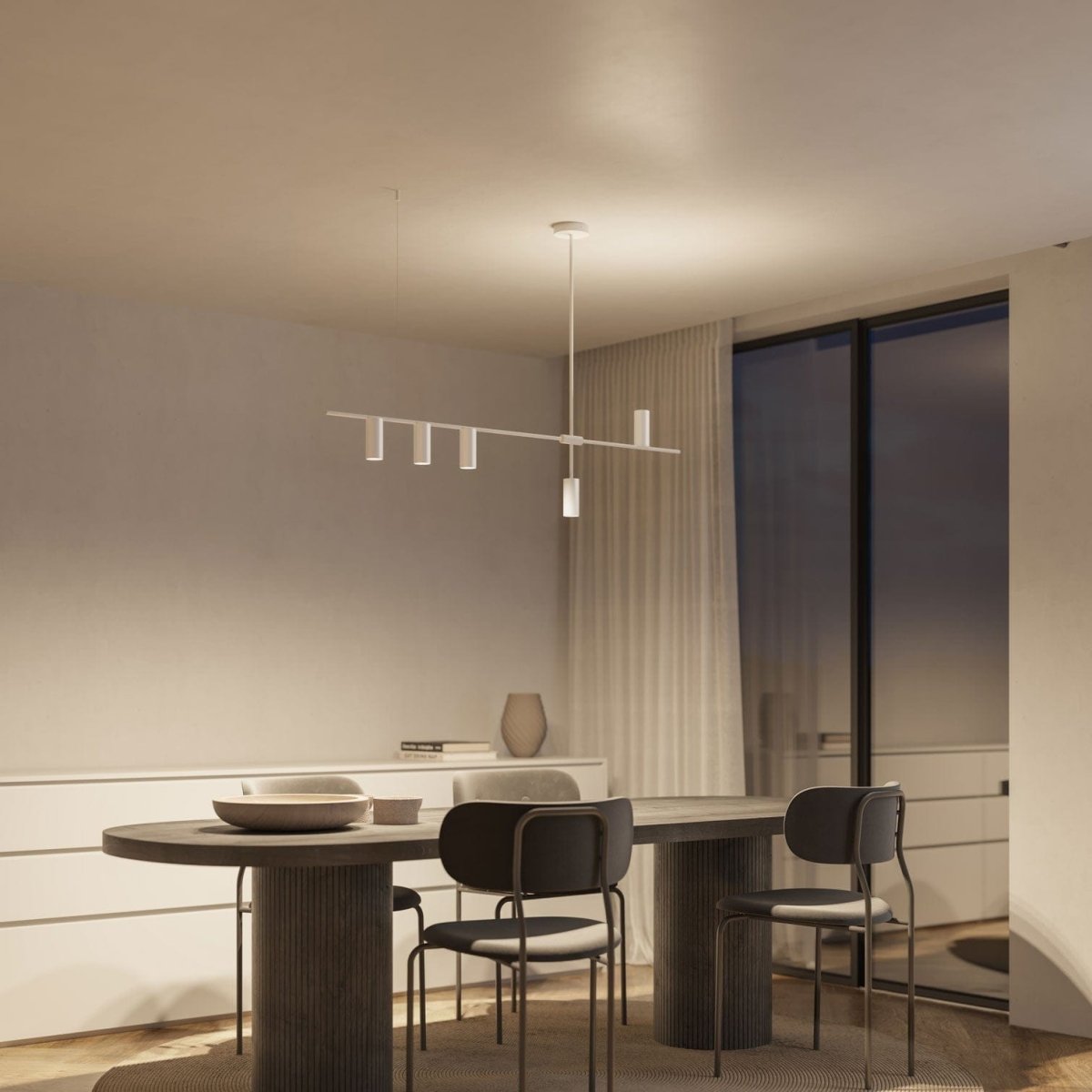 Hängeleuchte Aluminium Schwarz 122cm Asymmetrisches Design Modern | Restfield