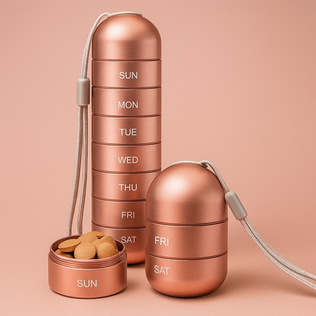 Boîte à Pilules en Aluminium 7 Compartiments Étanche Compacte pour Voyage | Restfield