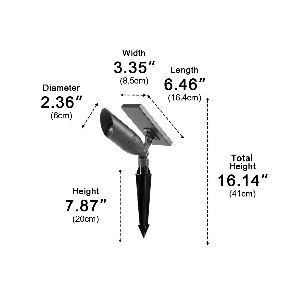 Gartenspot Bodenspot Aluminium Schwarz IP65 Solarenergie Verkabelt 5W Garten Einfahrt Terrasse Spotlight Gartenbeleuchtung Verstellbar | Restfield