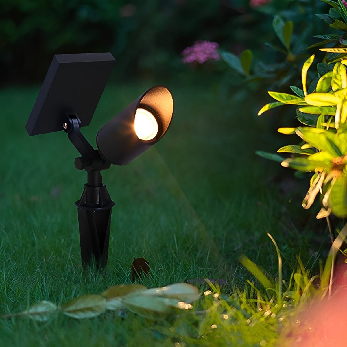 Gartenspot Bodenspot Aluminium Schwarz IP65 Solarenergie Verkabelt 5W Garten Einfahrt Terrasse Spotlight Gartenbeleuchtung Verstellbar | Restfield