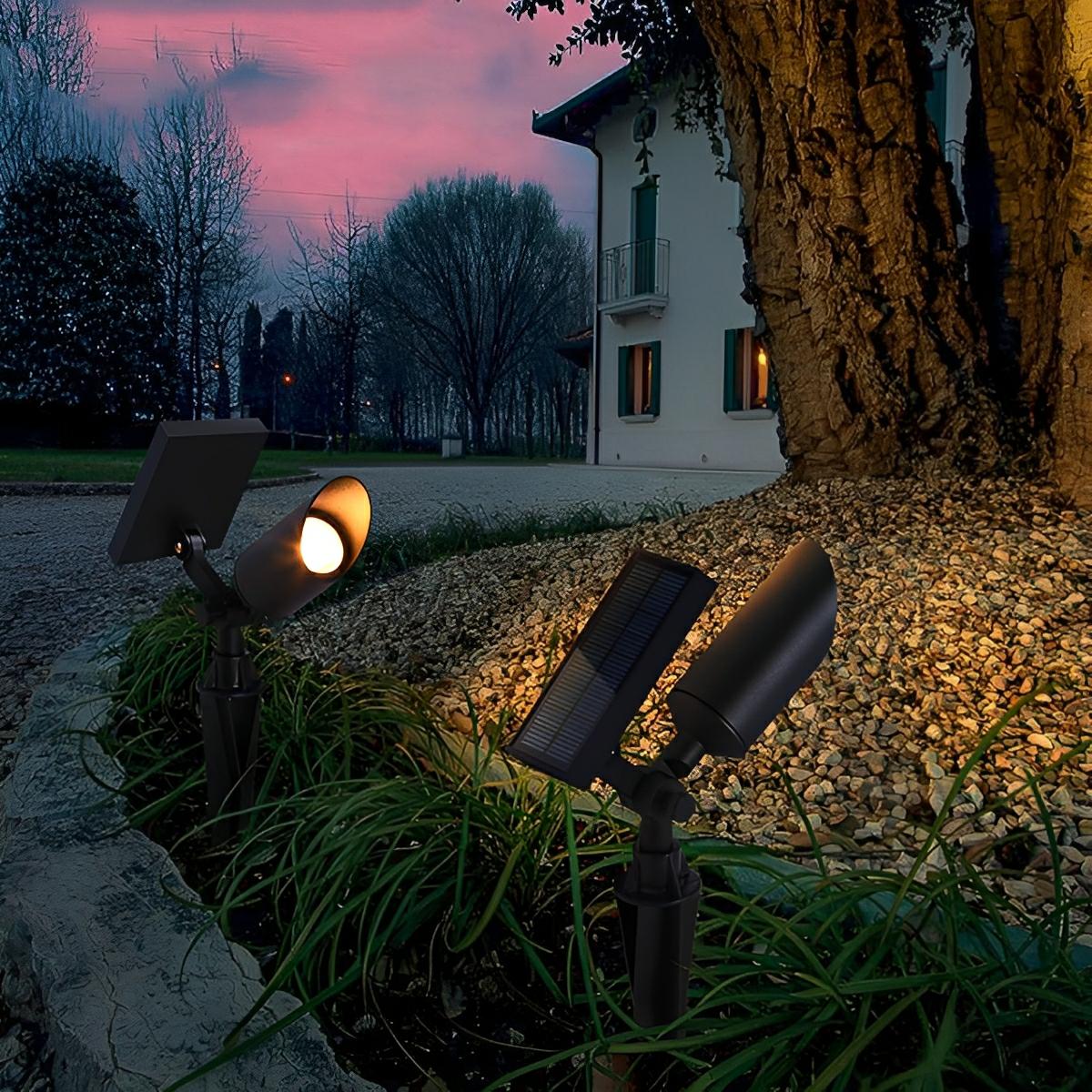 Gartenspot Bodenspot Aluminium Schwarz IP65 Solarenergie Verkabelt 5W Garten Einfahrt Terrasse Spotlight Gartenbeleuchtung Verstellbar | Restfield