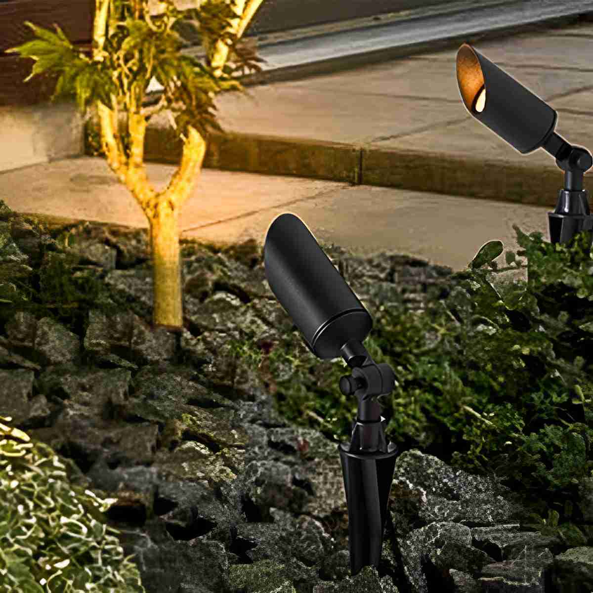 Gartenspot Bodenspot Aluminium Schwarz IP65 Solarenergie Verkabelt 5W Garten Einfahrt Terrasse Spotlight Gartenbeleuchtung Verstellbar | Restfield