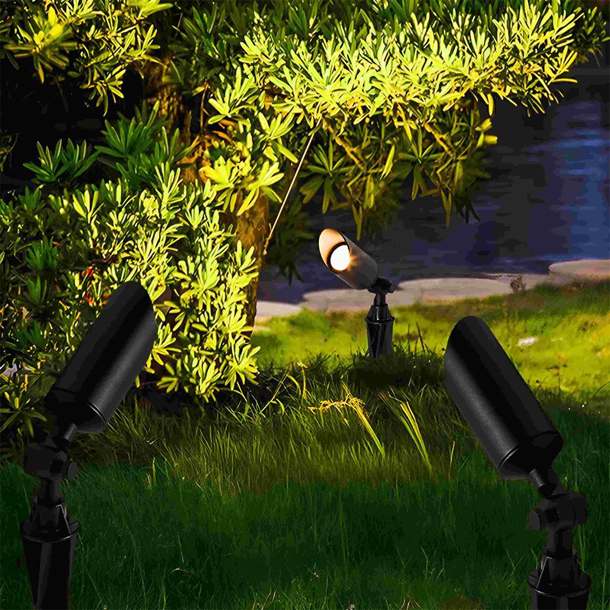 Gartenspot Bodenspot Aluminium Schwarz IP65 Solarenergie Verkabelt 5W Garten Einfahrt Terrasse Spotlight Gartenbeleuchtung Verstellbar | Restfield