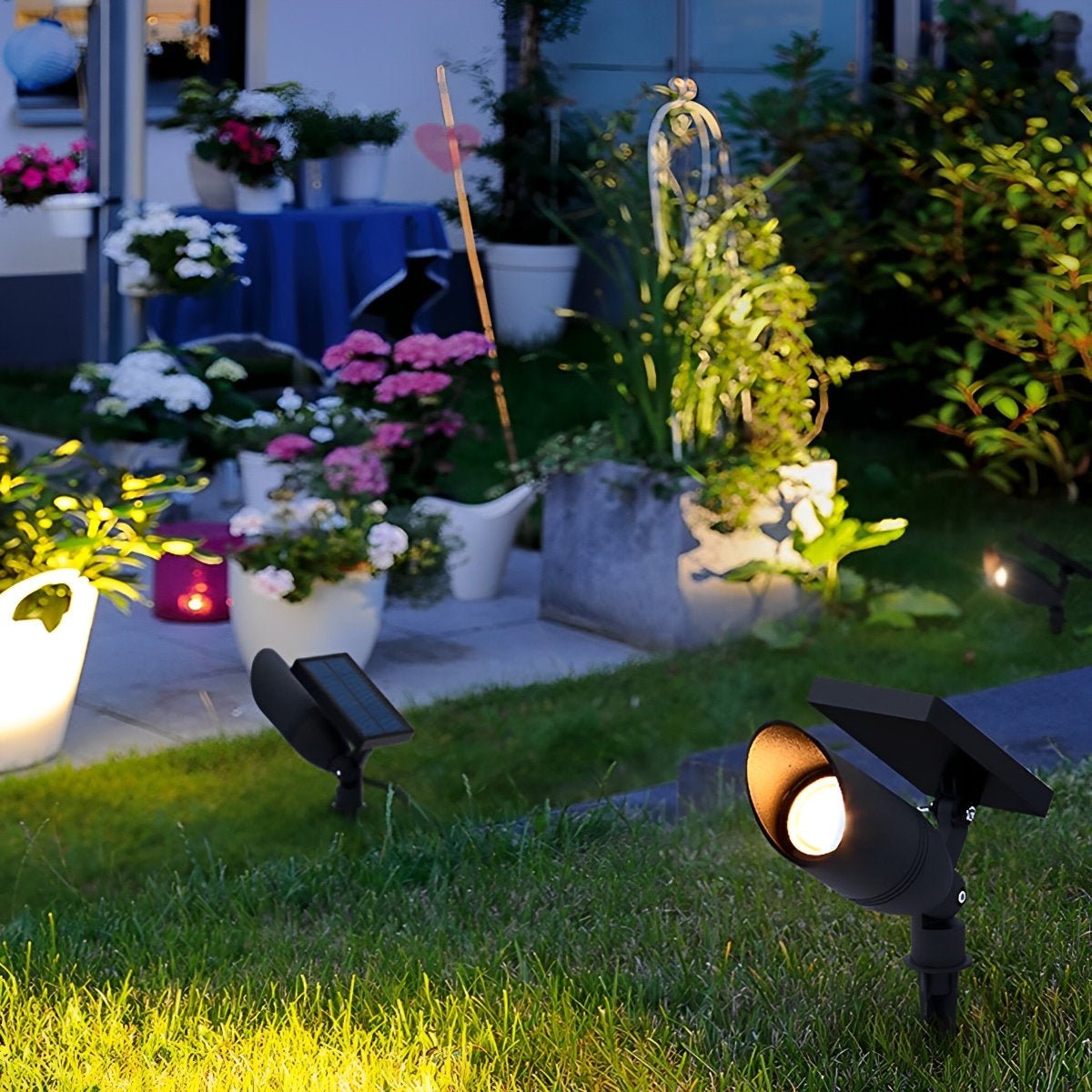 Gartenspot Bodenspot Aluminium Schwarz IP65 Solarenergie Verkabelt 5W Garten Einfahrt Terrasse Spotlight Gartenbeleuchtung Verstellbar | Restfield