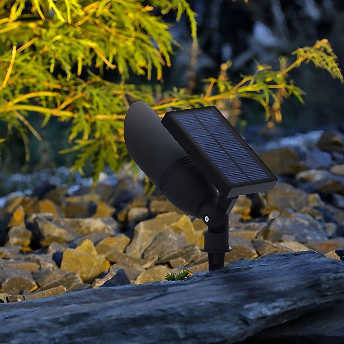Gartenspot Bodenspot Aluminium Schwarz IP65 Solarenergie Verkabelt 5W Garten Einfahrt Terrasse Spotlight Gartenbeleuchtung Verstellbar | Restfield