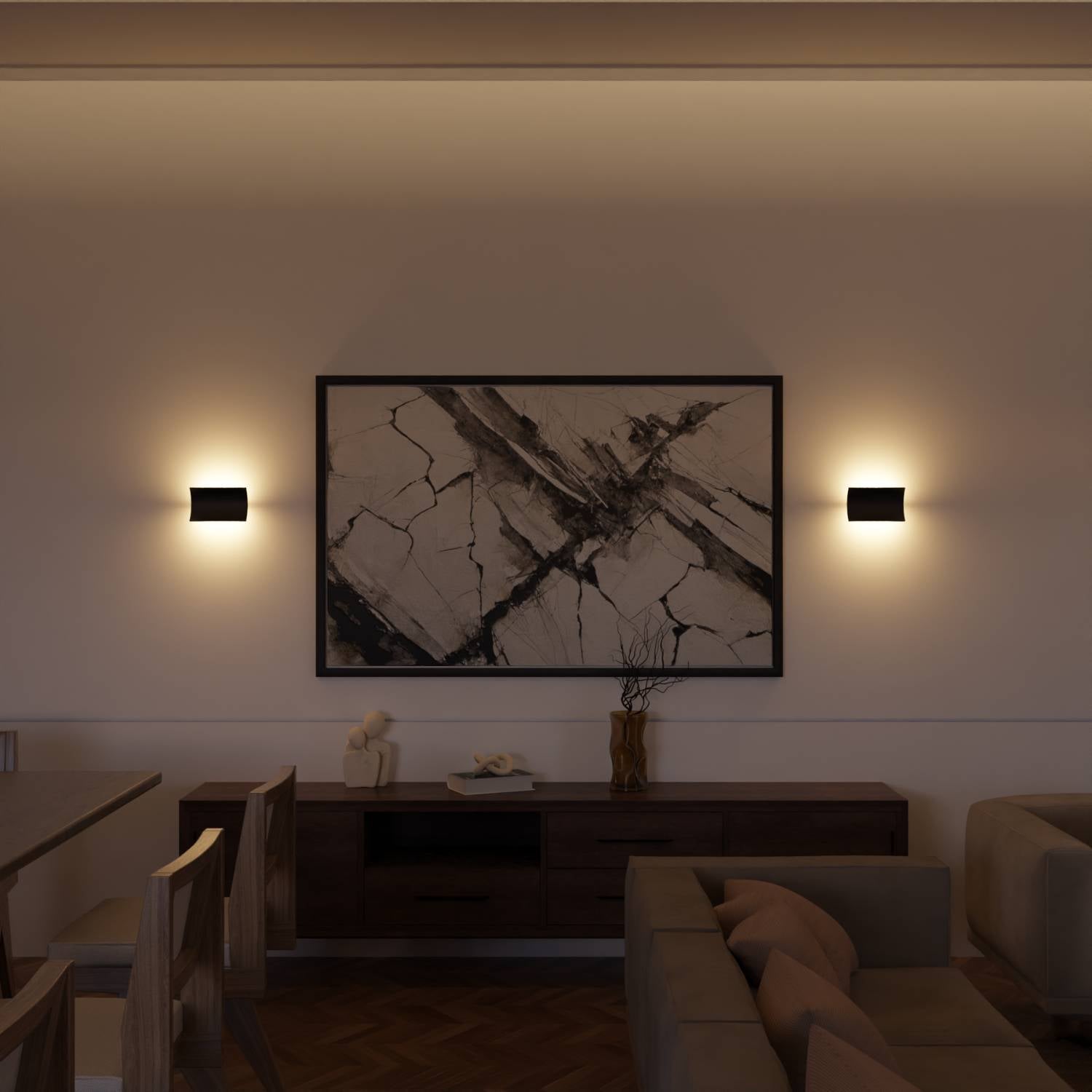 Elegante LED-Wandleuchte mit warmem, indirektem Licht für innen und geschützte Außenbereiche | Restfield